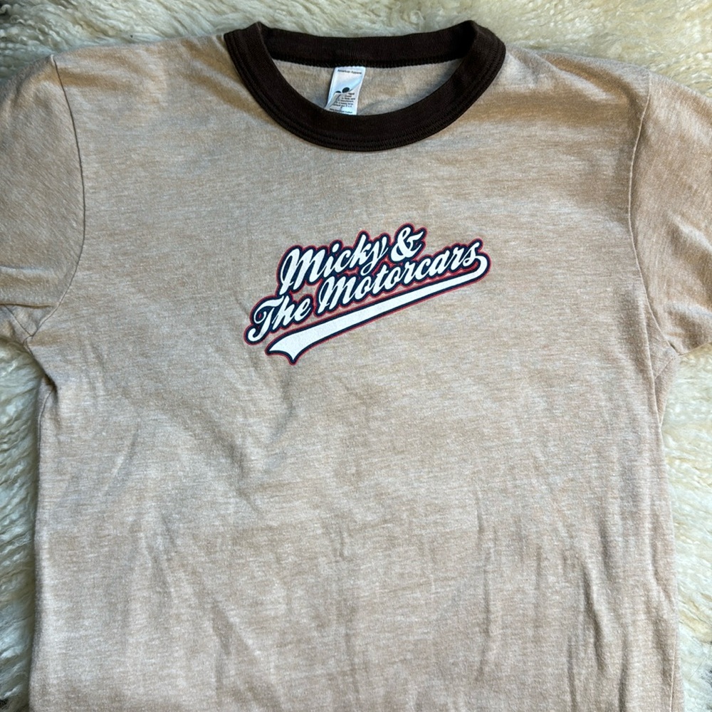 Vtg Country Band Baby Tee Mickey & the Motorcars 90s Y2K Ringer Shirt